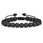 M MOOHAM Natural Stone Bracelets for Men - 8mm Tiger Eye, Matte Agate, Lava Rock - Teen Boys Gifts for Birthday, Anniversary, Christmas