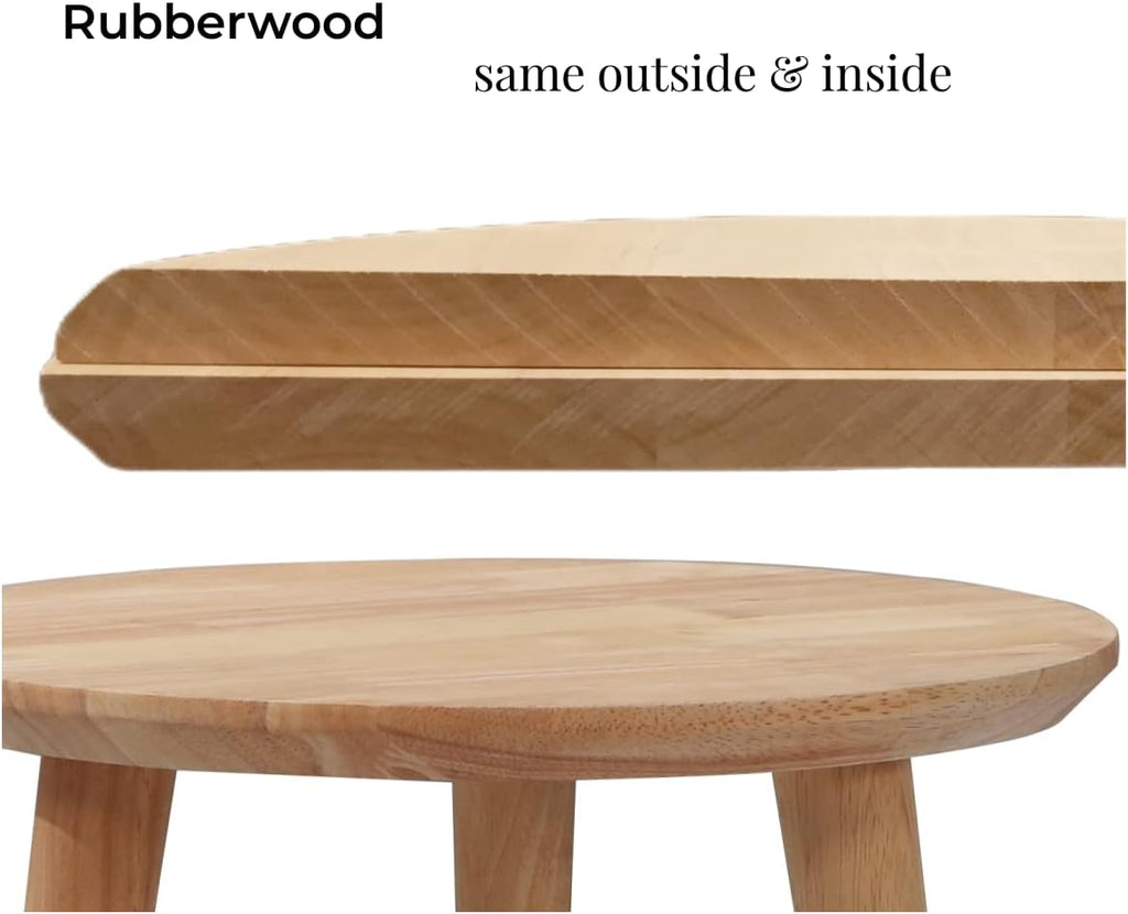 WoodShine Side Table Small Round Solid Wood Sofa End Tables Accent Nesting Coffee Table Natural(H:18.11inch)