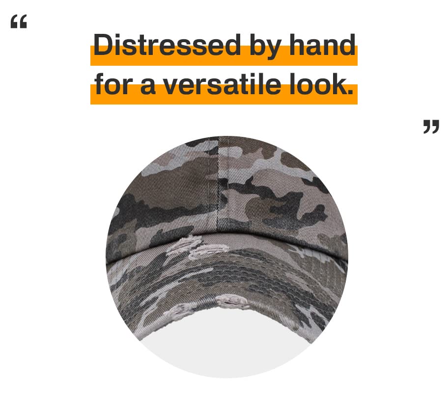 KBETHOS KBE-VINTAGE BLK-CAM Vintage Washed Cotton Baseball Cap, Black Camo