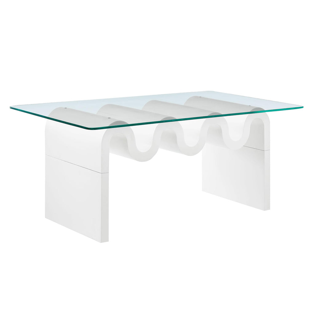 Modway Ondine Glass and Wood Coffee Table in Spiced Apple