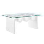 Modway Ondine Glass and Wood Coffee Table in Spiced Apple