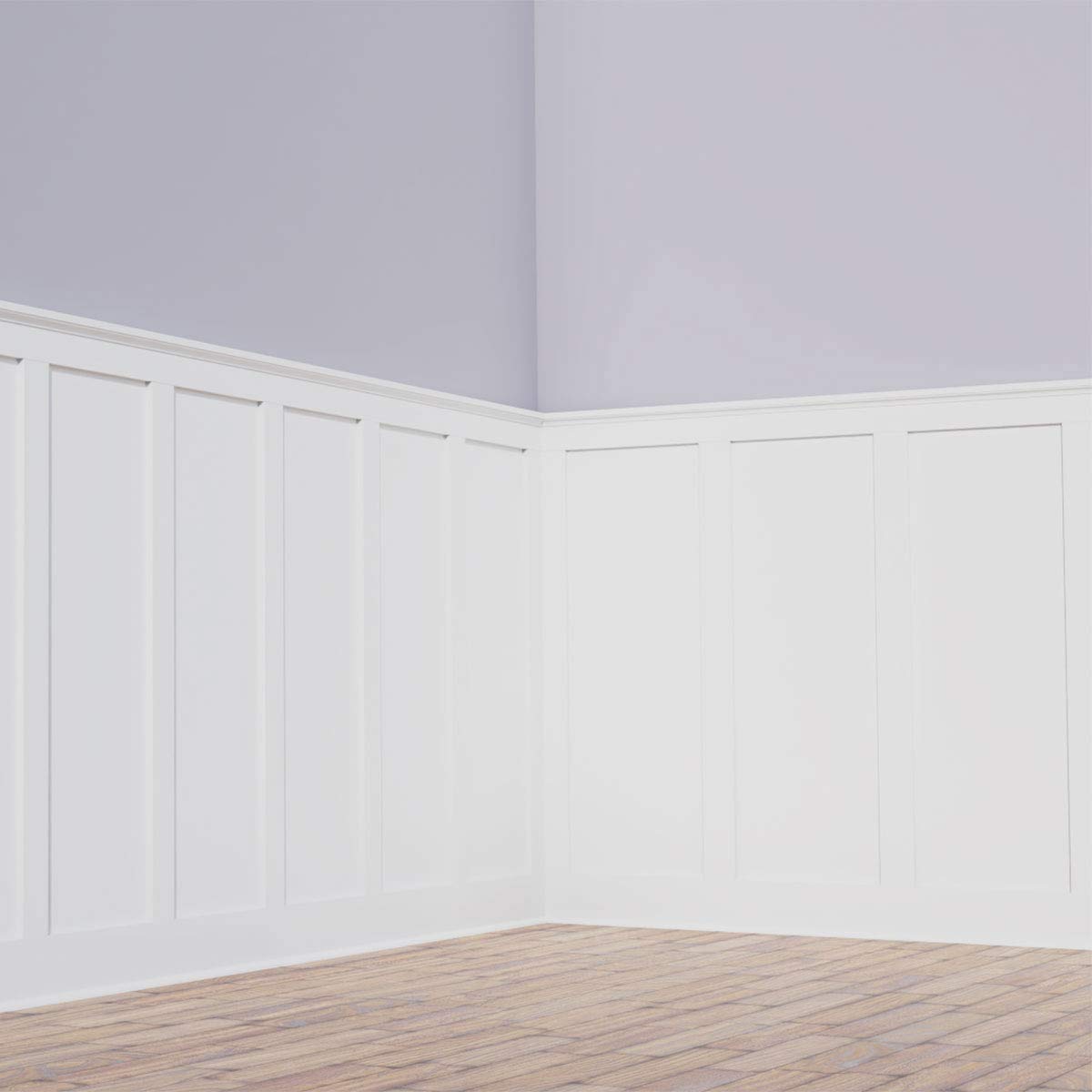 Ekena Millwork WPKP56X04DS Deluxe Shaker 8' Length PVC Wainscoting Kit, Heights up to 56" (12" - 15" Adjustable Wall Panels), White