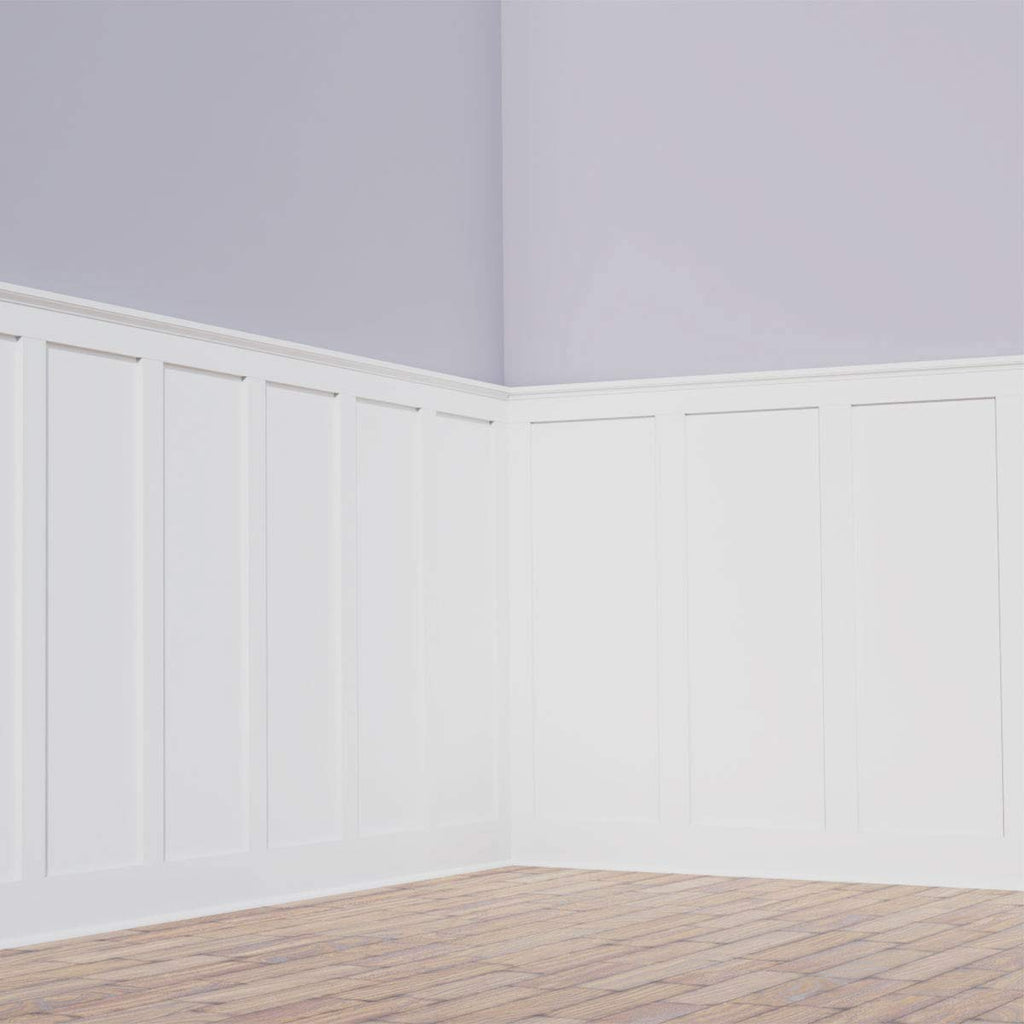 Ekena Millwork WPKP56X04DS Deluxe Shaker 8' Length PVC Wainscoting Kit, Heights up to 56" (12" - 15" Adjustable Wall Panels), White