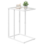 C Table Side End Table, Small C Shaped Table for Sofa,Glass Couch Sofa Tray Snack Table for Living Room, Bedroom,TV Tray Table for Small Space,Accent Coffee Table,Nightstand with Metal Frame(Yellow)