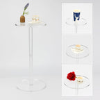 Acrylic Drink End Table, Clear Drink Table for Small Spaces with Anti-Slip Pads, 9.8" Round Modern Side Coffee Table for Living Room/Bedroom/Bathroom/Office/Outdoor/Business, Easy to Install