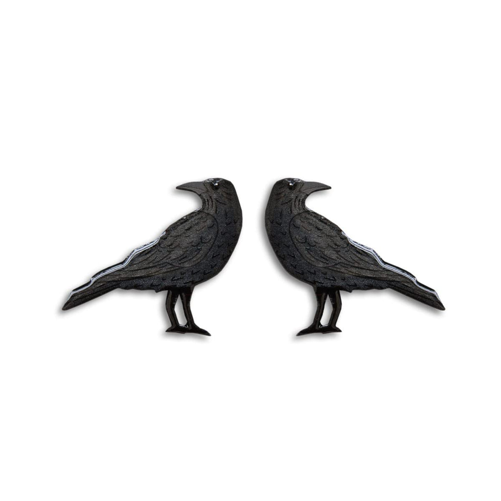 Black raven handmade bird crow stud Earrings for women stainless steel post