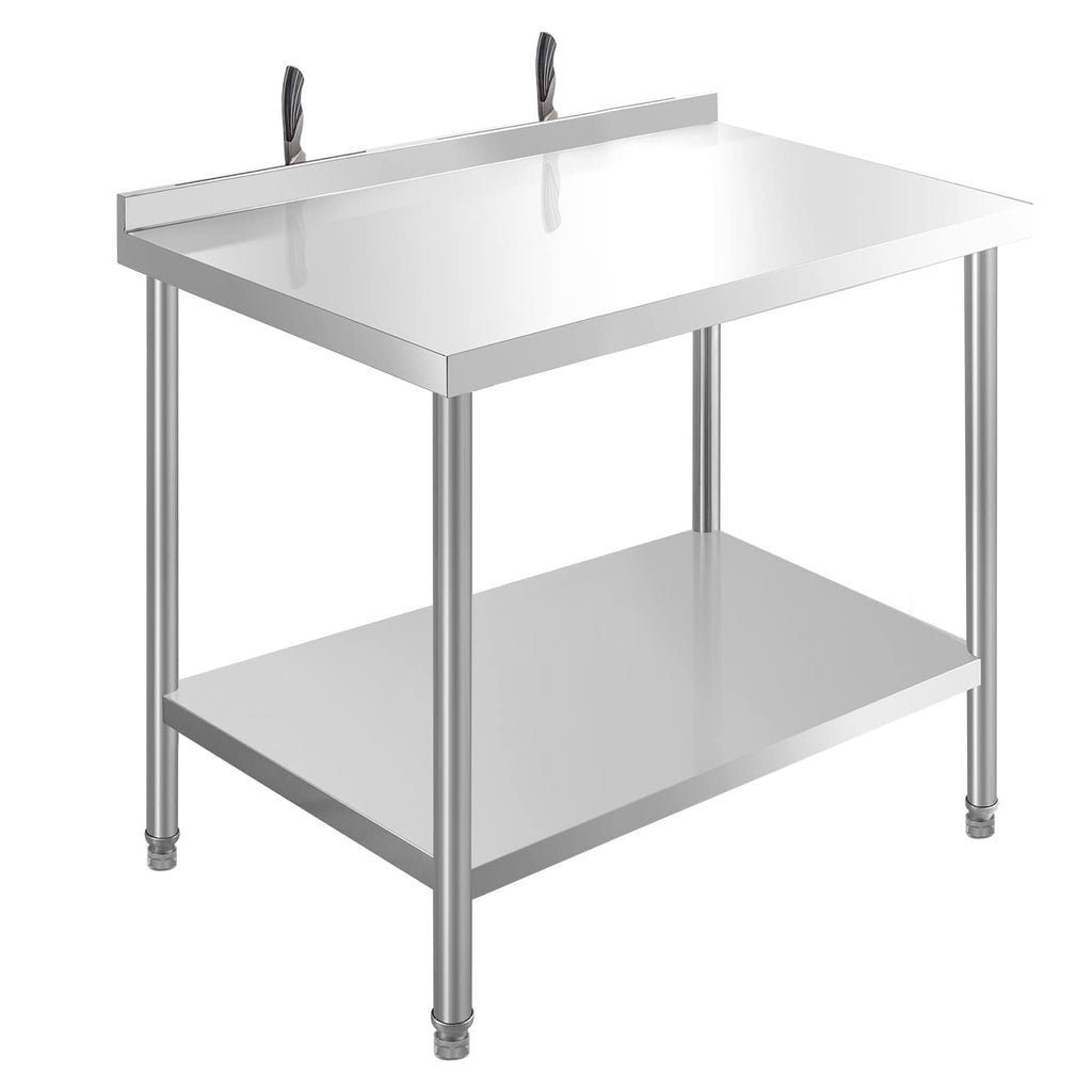 NSF 24x24 Inches Stainless Steel Table for Prep & Work with Caster, Metal Commercial Kitchen Table with Under Shelf and AdjustableTable Foot for Restaurant, Hotel, Home Kitchen, Coffee Station