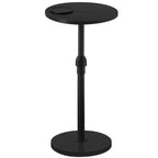 Set of 2 Small Round Side Table, Adjustable Height Drink Table, Pedestal Side Table with LED Light and Cup Mat, Coffee Martini Table, for Small Spaces, Rustic Brown and Black ETHR32E01S2