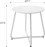 Patio Outdoor Side Table Waterproof Round Metal Steel Small Side Table Weather Resistant Portable Outdoor and Indoor End Table for Garden Balcony Yard, White