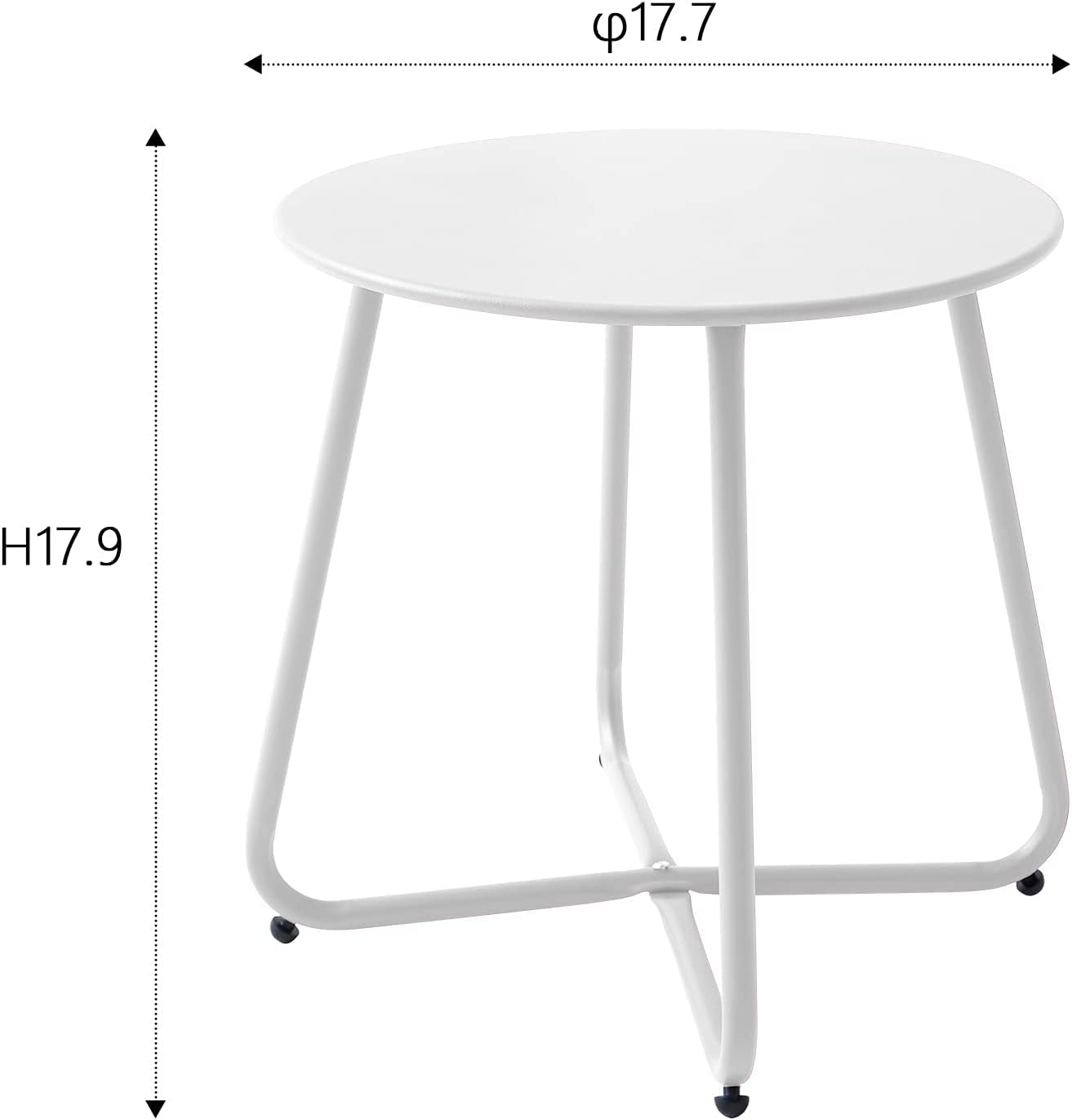 Patio Outdoor Side Table Waterproof Round Metal Steel Small Side Table Weather Resistant Portable Outdoor and Indoor End Table for Garden Balcony Yard, White