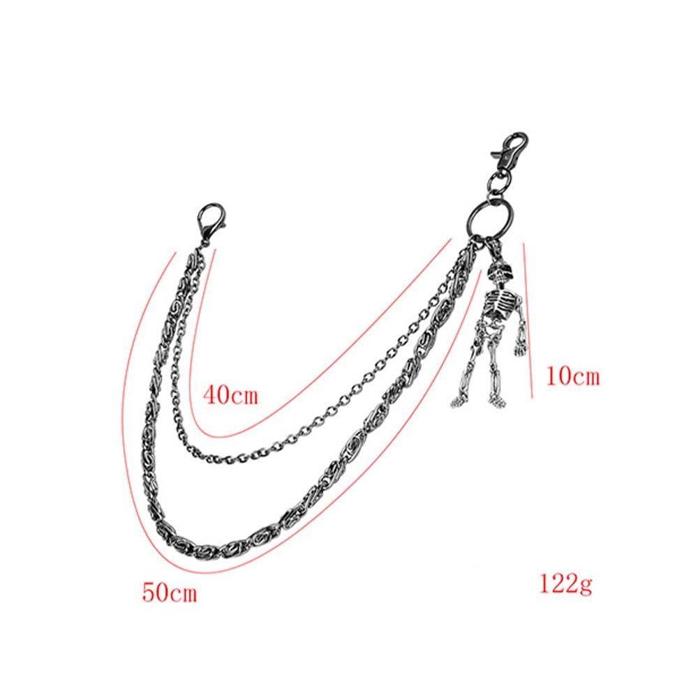 PINKPIN Skelett Geldbörsenkette Biker Jeans Taschenkette Unisex Hosenkette Totenkopf Kette für Männer Frauen