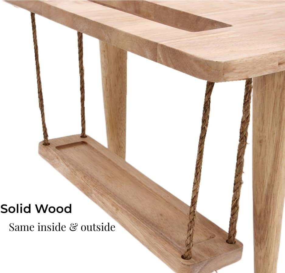 WoodShine Mid Century Modern Mini-Swing Wooden Coffee/Tea Table, Japanese Low Floor Desk, Real Solid Wood Side Tables with Storage for Home Living Room,Office,Length of 31.50 inches,Natural