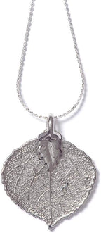 Necklace, Real Leaf, Aspen, Gold, Silver, Copper
