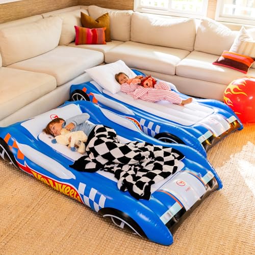 Hot Wheels & FUNBOY Kids Sleepover Bed & Air Mattress. Perfect for Sleepovers. Includes Carrying Storage Bag, Twin