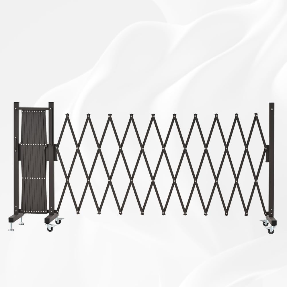 GYMTIME Industrial Expandable Metal Barricade, 16 Feet, Easily Assembled Safety Barrier with Casters, Flexible Mobile Gate, Adjustable Traffic Fence