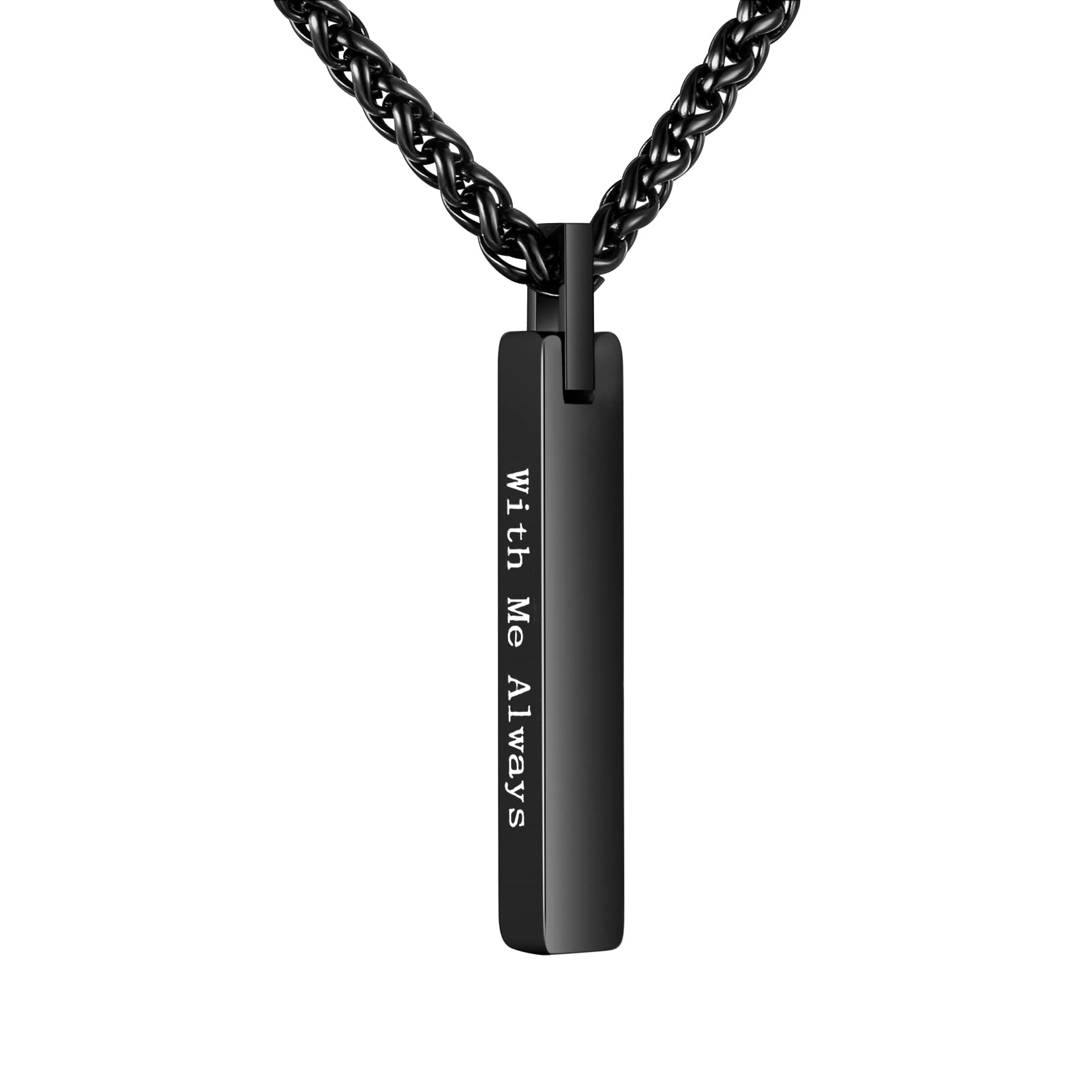 Dletay Urn Necklace for Ashes Stainless Steel Cremation Jewelry for Ashes Memorial Ash Necklace for Men Women Ash Holder Black