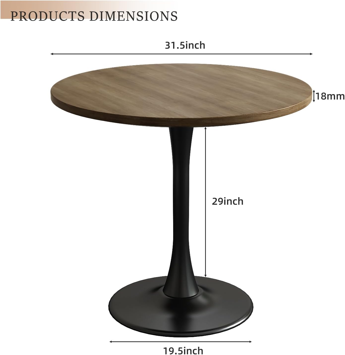 Wood Round Table Modern Dining Table Tulip Round Kitchen Table Wooden Mid Century Coffee Table for Living Room 31.5 inch