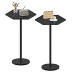 Drink Tables for Small Spaces, Black Pedestal Side Table for Couch, Modern Cocktail Martini Table, Hexagon Small Pedestal Coffee End Table for Living Room Bedroom Patio