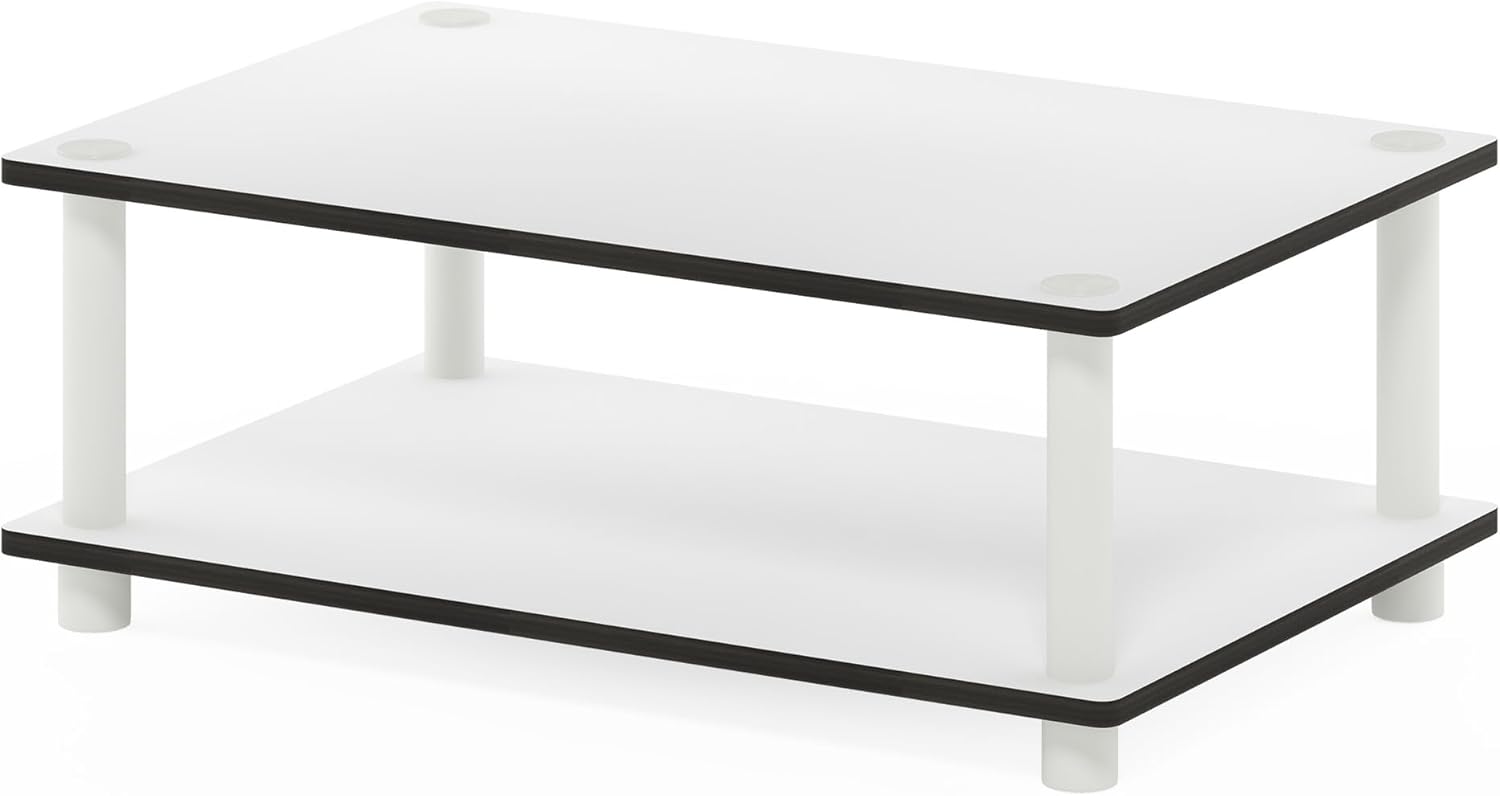 Furinno 11172 Just 2-Tier No Tools Coffee Table, White w/White Tube