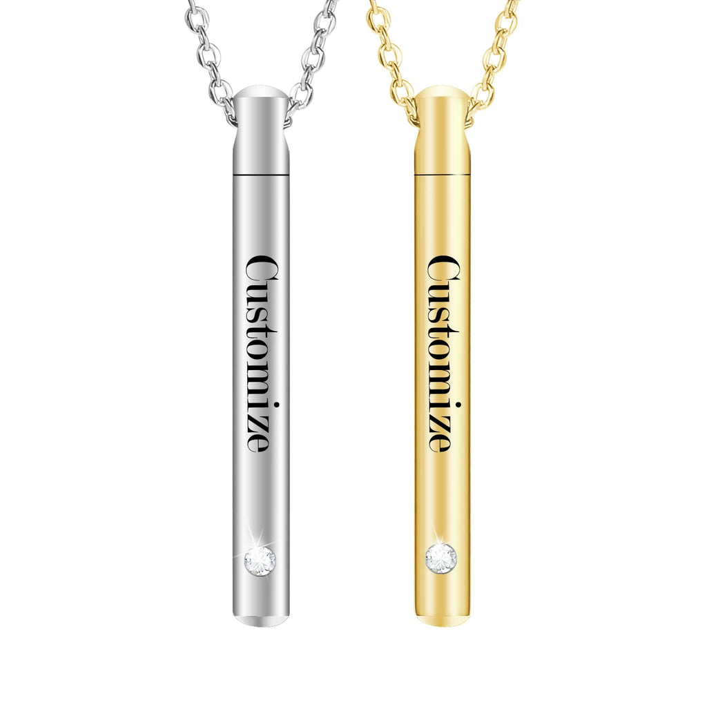 XIUDA Urn Necklace for Ashes Stainless Steel Cremation Necklace with Crystal Memorial Pendant Necklace