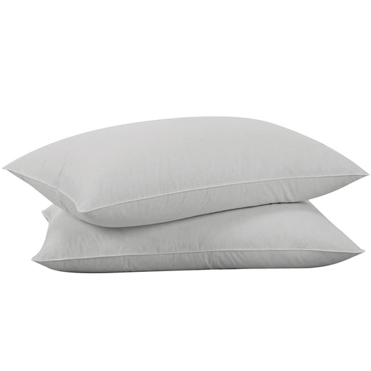 puredown® Goose Feathers and Down White Pillows with 100% Cotton Cover, Bed Sleeping Hotel Collection Pillows Set of 2, Standard Size