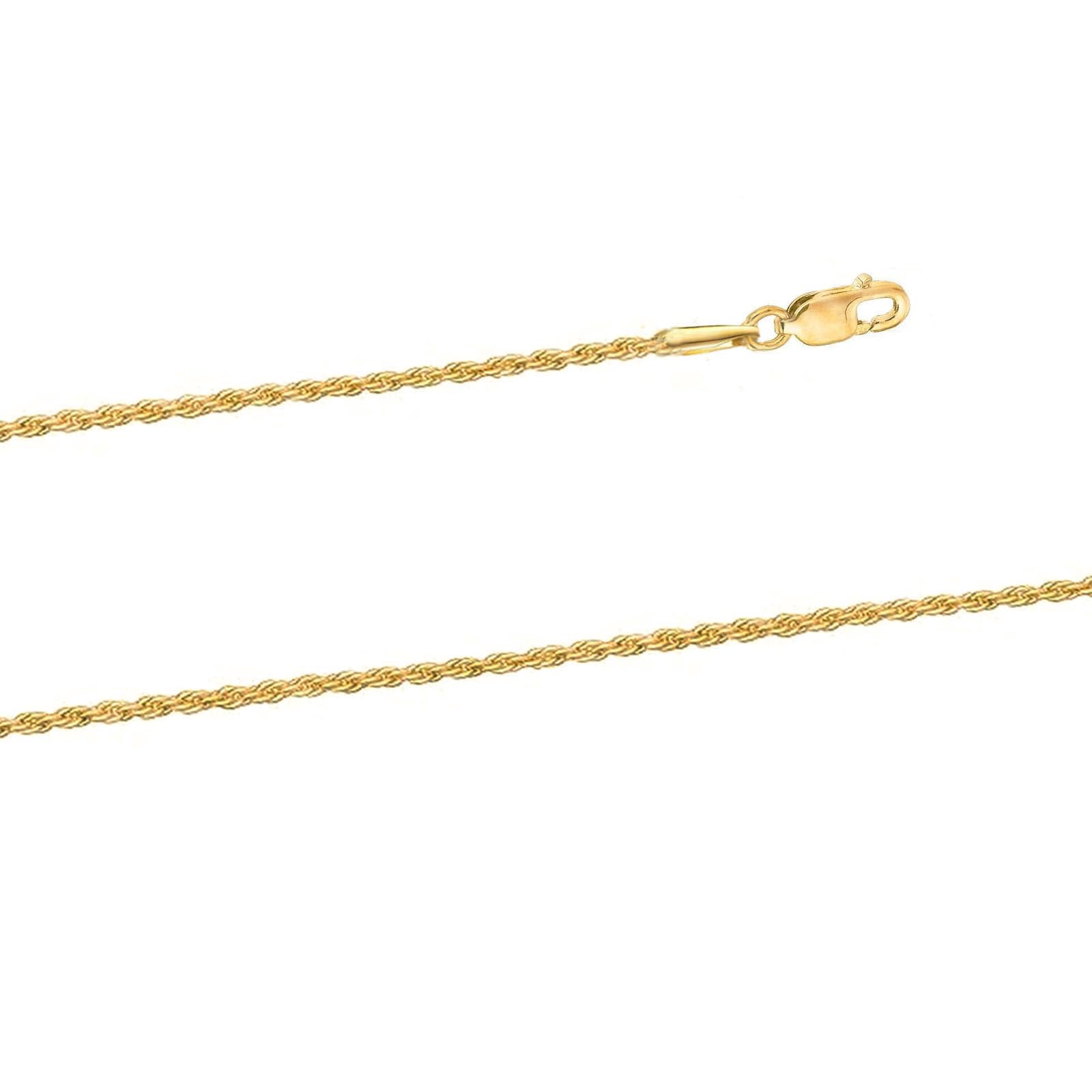 Collana a catena a corda solida in oro giallo 14k GOLDPAR 1,5mm per donna e uomo con chiusura a moschettone - 18"