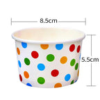 CZWESTC 50 Pcs 9oz Paper Ice Cream Cups, Disposable Dessert Bowls for Hot or Cold Food, Party Supplies Treat Cups for Sundae, Frozen Yogurt, Soup,Colored Dots