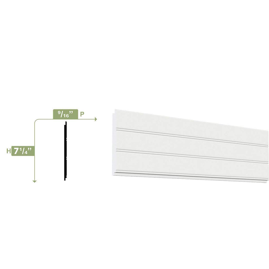 Ekena Millwork WPKPBBPK Reversible Beadboard/Nickel Gap Wainscoting (4/PK), 7 1/4"H x 96"L, Factory Primed White