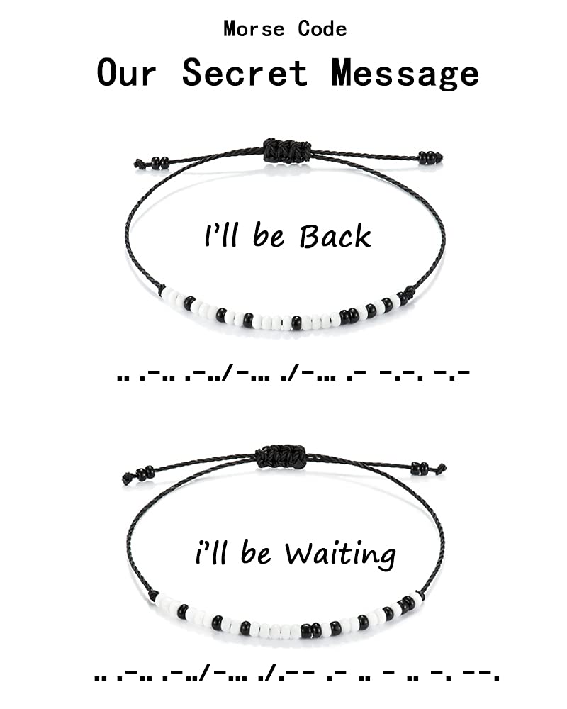 Tarsus Long Distance Relationship Bracelets Gifts for Friend Couple Morse Code Jewelry for Girlfriend Boyfriend His Her Miss You Bracelet