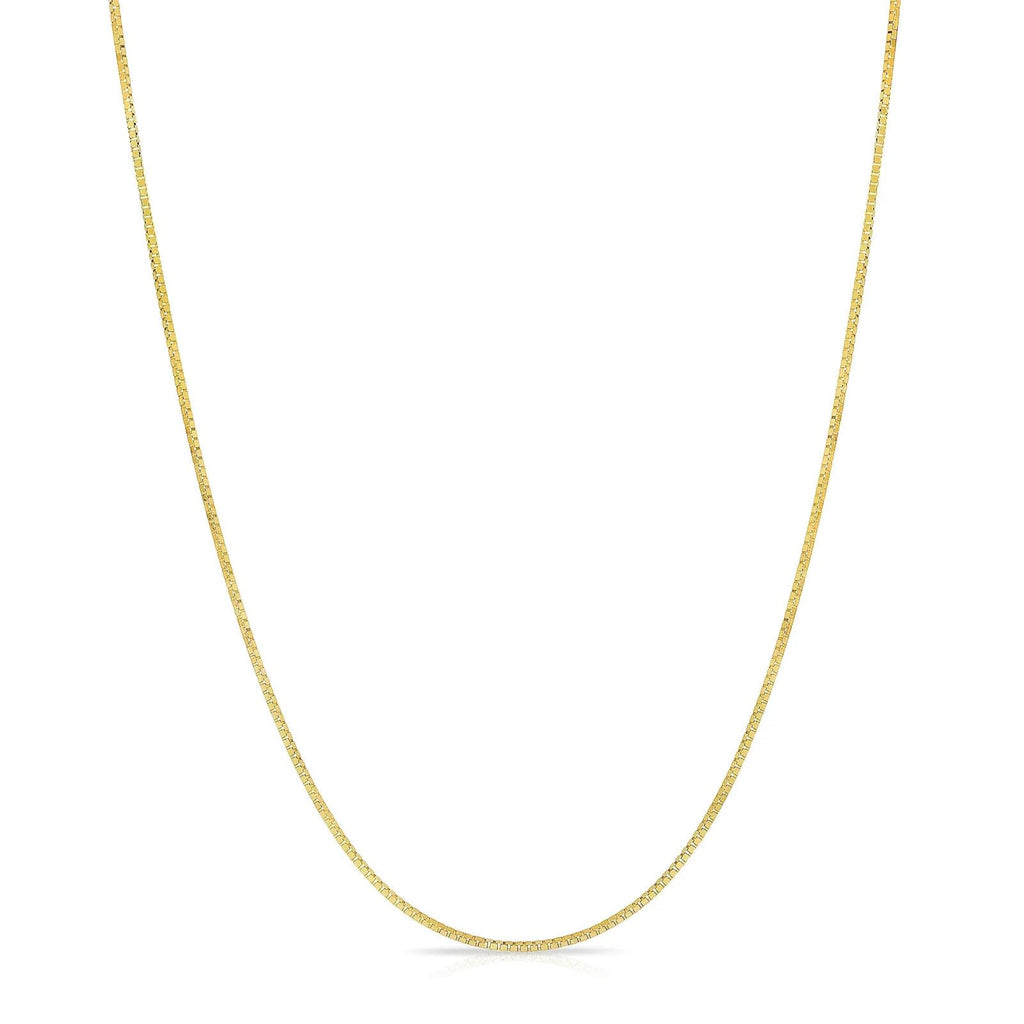 Corrente Caixa Maciça de Ouro Amarelo 14k GOLDPAR 1.05MM Colar para Mulheres Joias com Fecho Lagosta - 18"