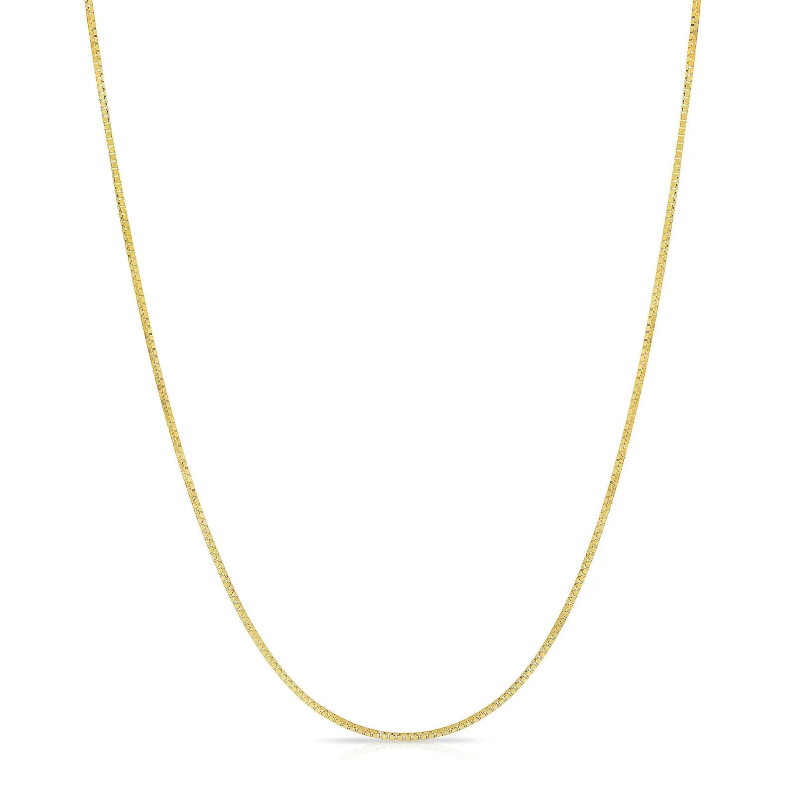 Corrente Caixa Maciça de Ouro Amarelo 14k GOLDPAR 1.05MM Colar para Mulheres Joias com Fecho Lagosta - 18"