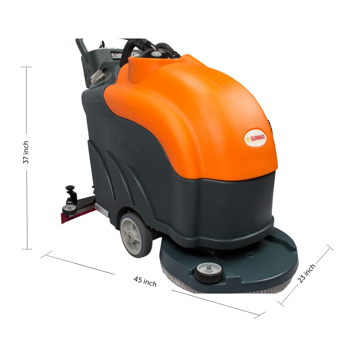 SUNMAX RT50 Walk-behind Floor Scrubber Dryer Machine, 22" Cleaning Width, 31" Suction Width, 14.5-gal Sewage Tank, 200 RPM, Complete Set of Parts