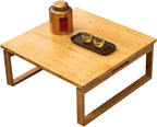 Japanese Style Folding Coffee Table, Portable Tea Table Low for Floor Sitting, Foldable Bamboo Kotatsu Dining Altar Bay Window Table (60x60cm, Square)