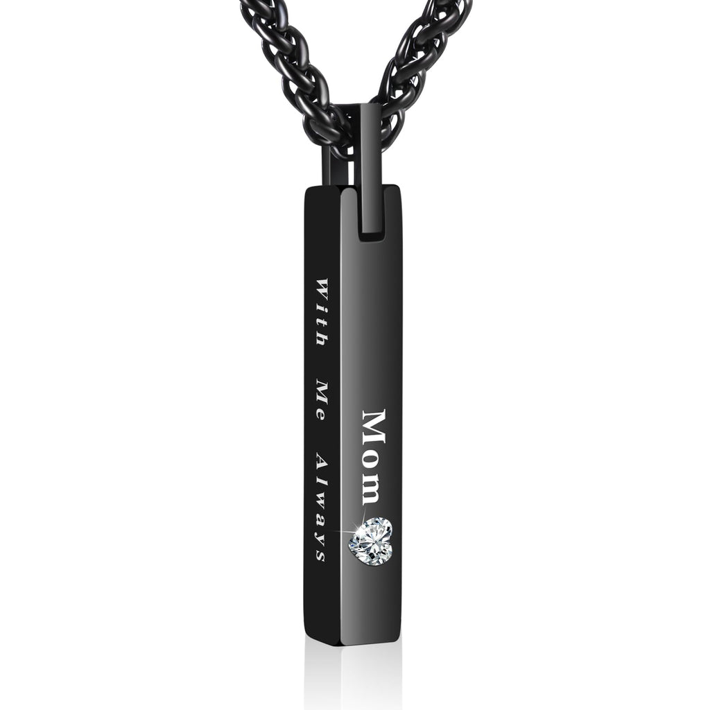 Dletay Urn Necklace for Ashes Stainless Steel Cremation Jewelry for Ashes Memorial Ash Necklace for Men Women Ash Holder Black