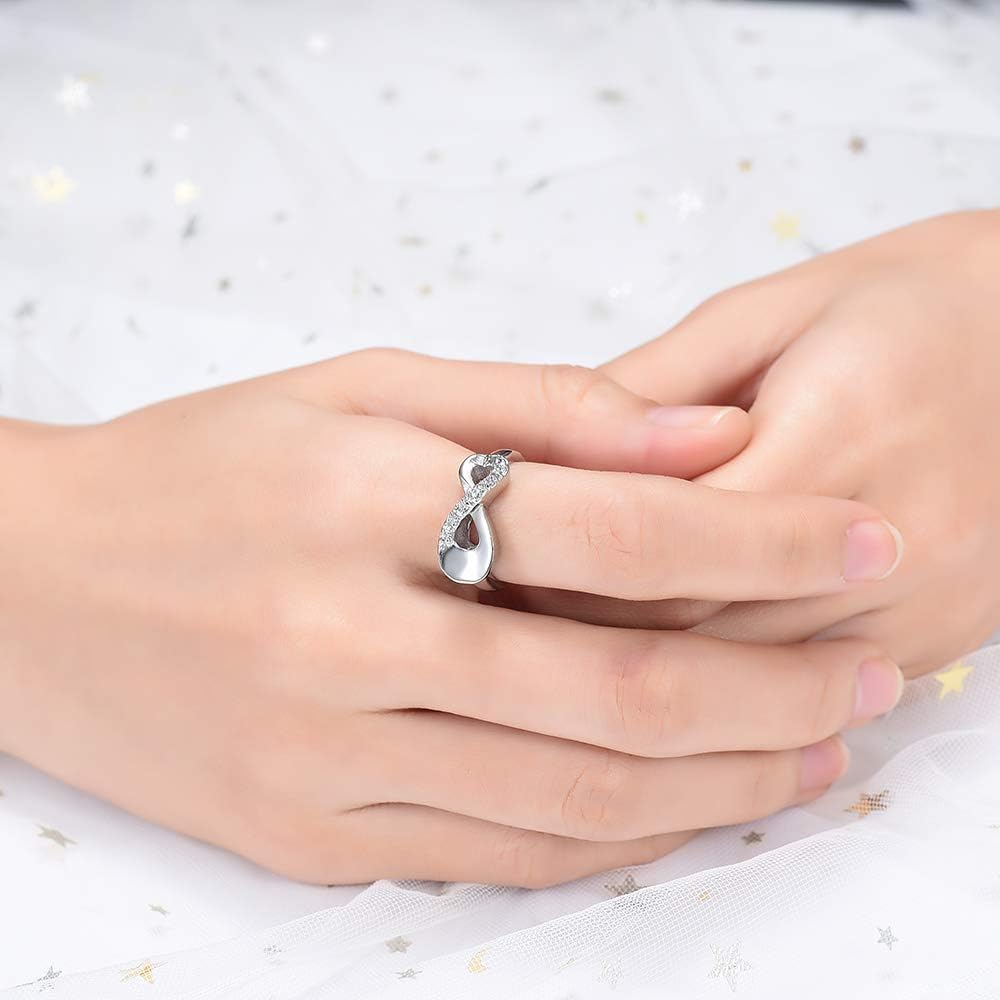 Yinplsmemory Cremation Jewelry Infinity Love Cremation Ring for Ashes Stainless Steel Hold Loved Ones Ash Keepsake Finger Ring Urn Locket Memorial Jewelry for Women