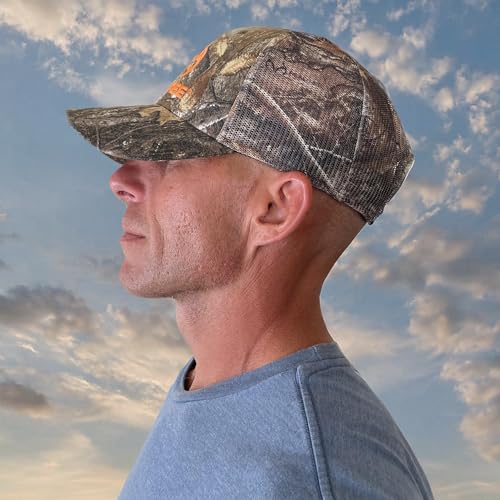 Realtree Edge Blaze Logo Camo Mesh Trucker Cap Hat Snapback svedtransporterende bånd Lav-mellem profil Struktureret forbuet skygge Camouflage kasket