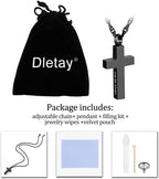 Cremation Cross Necklace for Ashes Stainless Steel Cross Urn Pendant Ashes Holder Memorial Jewelry-With Me Always