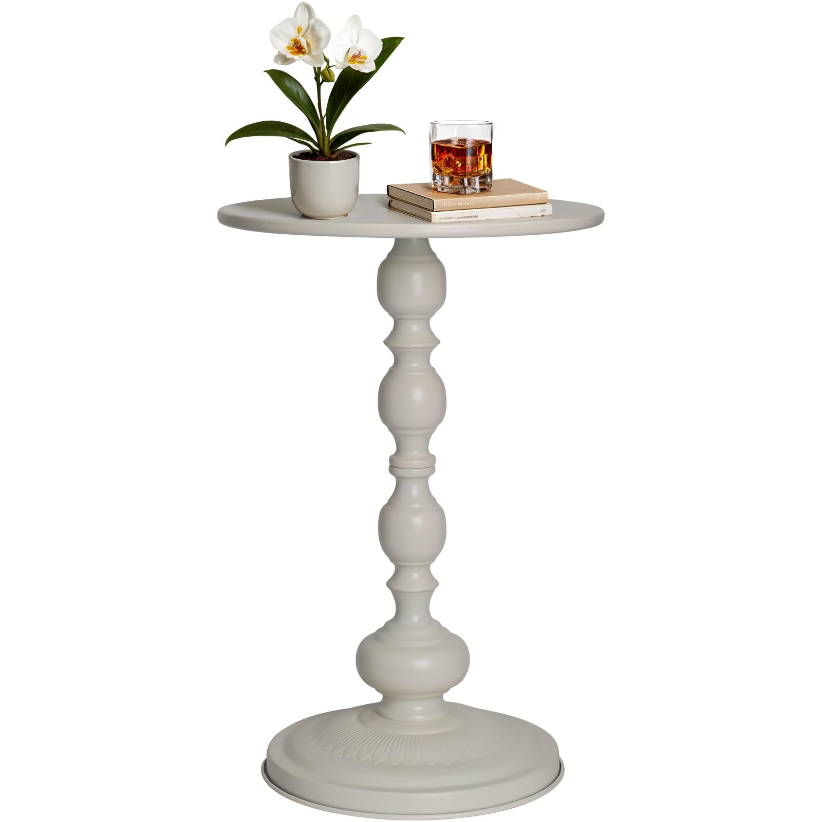 Room Decor Metal Small Round End Table, Home Decor Vintage Drink Table Nightstand for Small Spaces,Modern Accent Pedestal Tables Coffee Tables for Living Room, Bedroom, Corners, Patio,Black