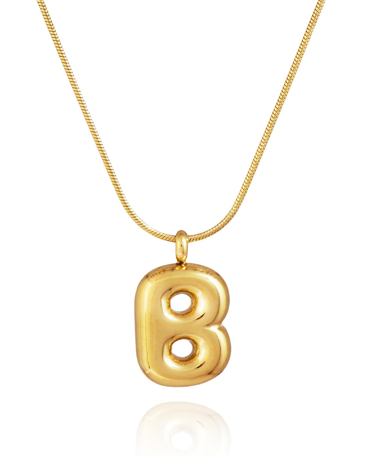 NEXIULT Bubble Letter Necklace 18K Gold Plated Balloon A-Z Initial Necklace for Women, Trendy Letter Pendant Choker Necklace Dainty Jewelry Gift (B, Gold Snake Chain)