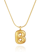 NEXIULT Bubble Letter Necklace 18K Gold Plated Balloon A-Z Initial Necklace for Women, Trendy Letter Pendant Choker Necklace Dainty Jewelry Gift (B, Gold Snake Chain)