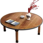 Folding Round Japanese-Style Tea Coffee Table Low Table, Foldable Dining Table, Study Table, Small Desk, for Tatami Sitting On The Floor Bedroom Bay Window Tea Room, Space Save(60 * 30cm)