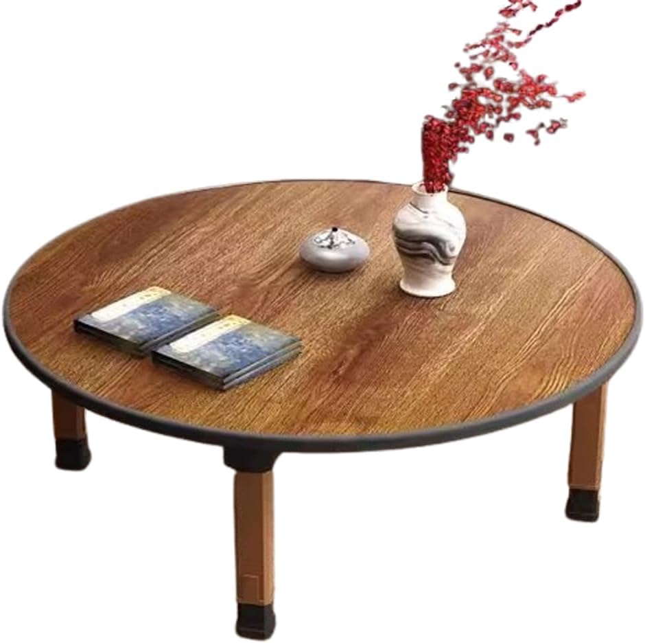 Folding Round Japanese-Style Tea Coffee Table Low Table, Foldable Dining Table, Study Table, Small Desk, for Tatami Sitting On The Floor Bedroom Bay Window Tea Room, Space Save(60 * 30cm)