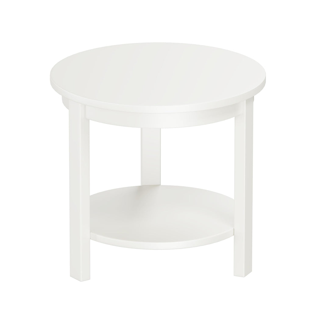 Small Round Wood Coffee Table with Storage Shelf, Living Room Side Table for Couch Sofa, 22 x 20 Inches, 5-Tier Mid Century Modern Wooden End Table for Bedroom, Walnut