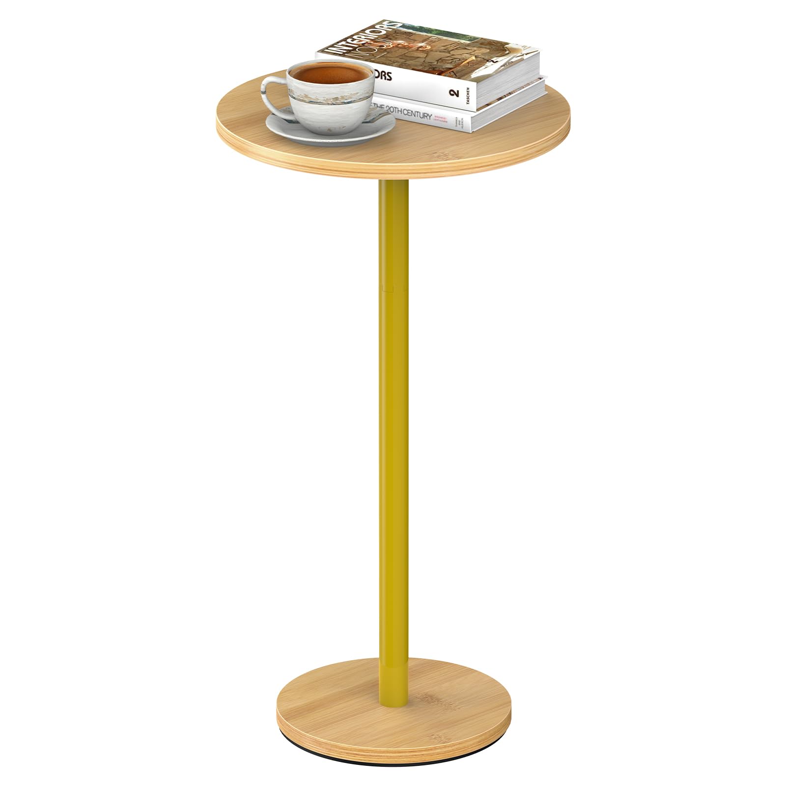 Small Round Side Table, Drink Tables for Narrow Spaces, Pedestal End Table Stand for Living Room, Modern Black Small Nightstand for Bedside, Round Table for Bedroom Sofa-Side