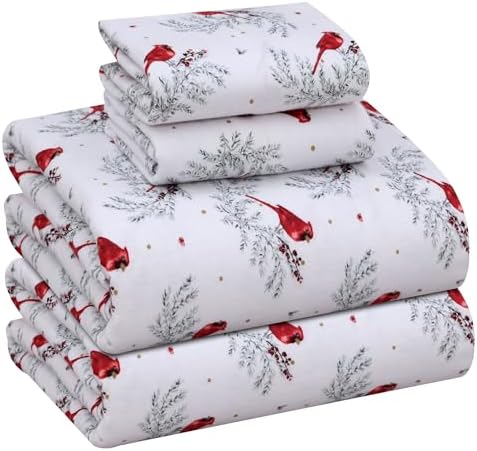 RUVANTI Flannel Sheets Queen Size - 100% Cotton Double Brushed Bed Sheets, Deep Pockets 16 Inches Queen Sheet Set, All Seasons Breathable & Extra Soft - Warm & Cozy, 4 Piece, DNA Plaid