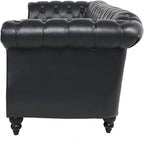 LEVNARY Chesterfield Sofa, Classic Tufted Upholstered Leather Couch, Modern 3 Seater Couch Furniture with Tufted Back for Living Room Office (Black)
