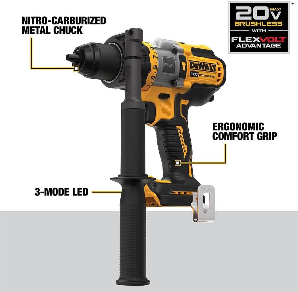 DEWALT FLEXVOLT ADVANTAGE 20V MAX* Hammer Drill, Cordless, 1/2-Inch, Tool Only (DCD999B)
