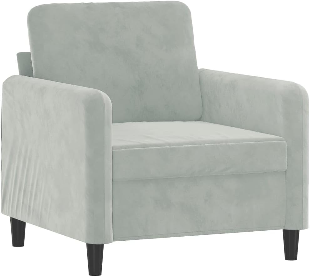 vidaXL 3-Piece Armchair Couch Set, Light Grey Velvet, 78 x 30.3 x 31.5 inches