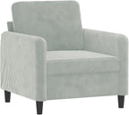 vidaXL 3-Piece Armchair Couch Set, Light Grey Velvet, 78 x 30.3 x 31.5 inches