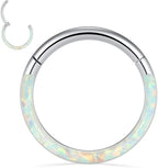 PEAKLINK 16G 18G 316L Stainless Steel CZ/OPAL Septum Piercing Septum Clicker Ring Hinged Nose Ring Daith Earrings Conch Piercing Jewelry Helix Cartilage Tragus Lobe Belly Hoop Earring